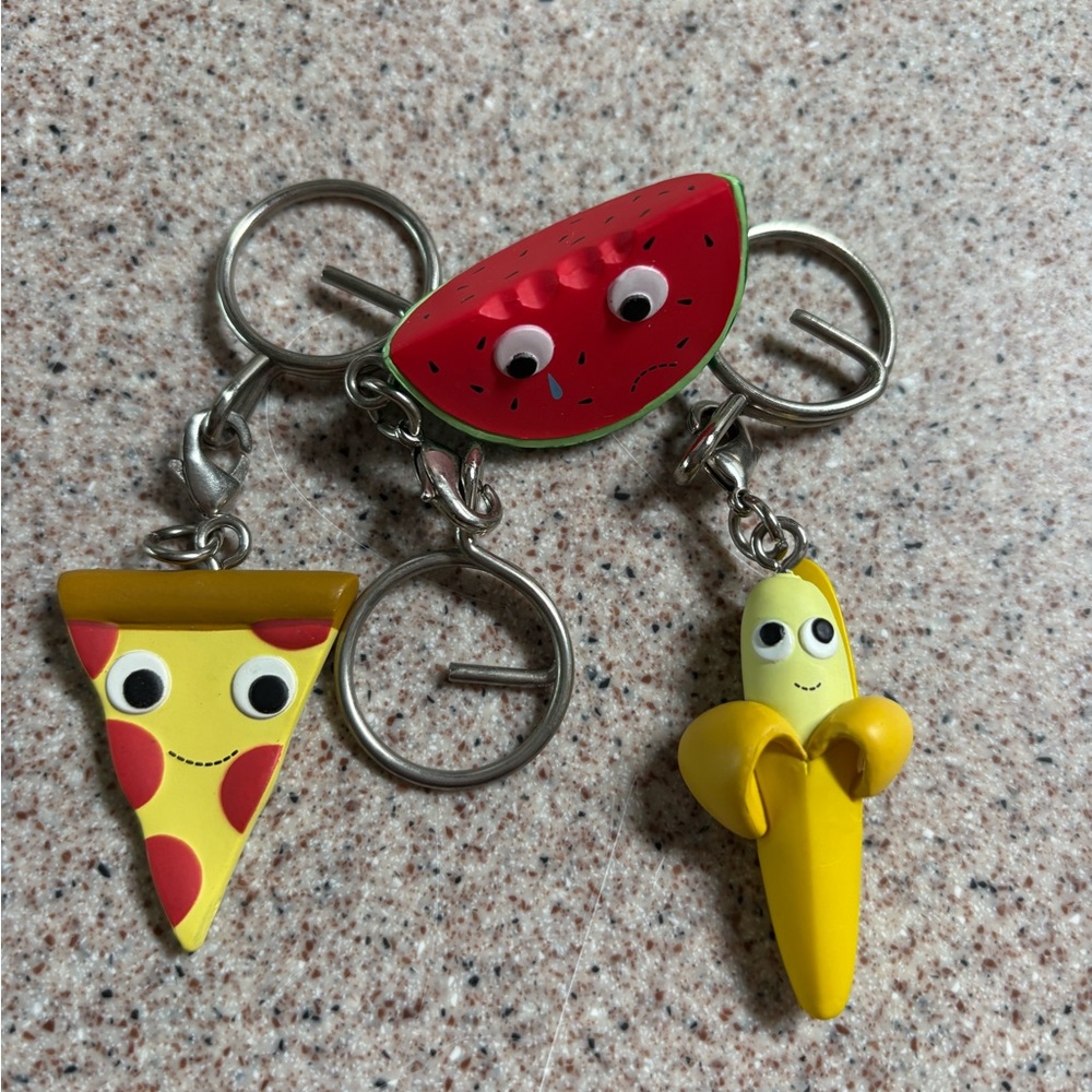 Keychain Set  Corn,Pizza,Watermelon,collectors items